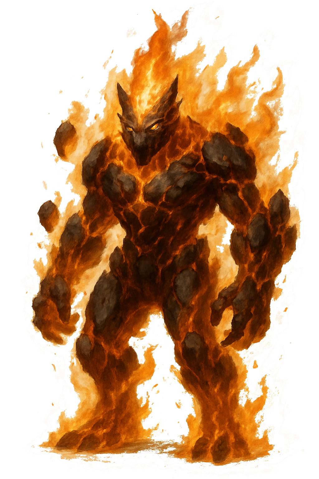 Flame Elemental - Fire and lava rock creature
